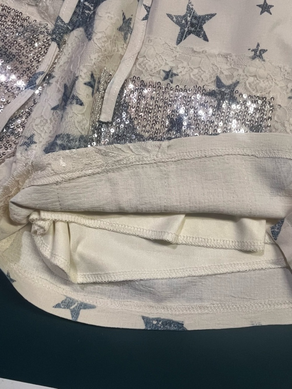 Origami Brand NWT Star Lace Sequin Patch Shorts (260) - Picture 9 of 9
